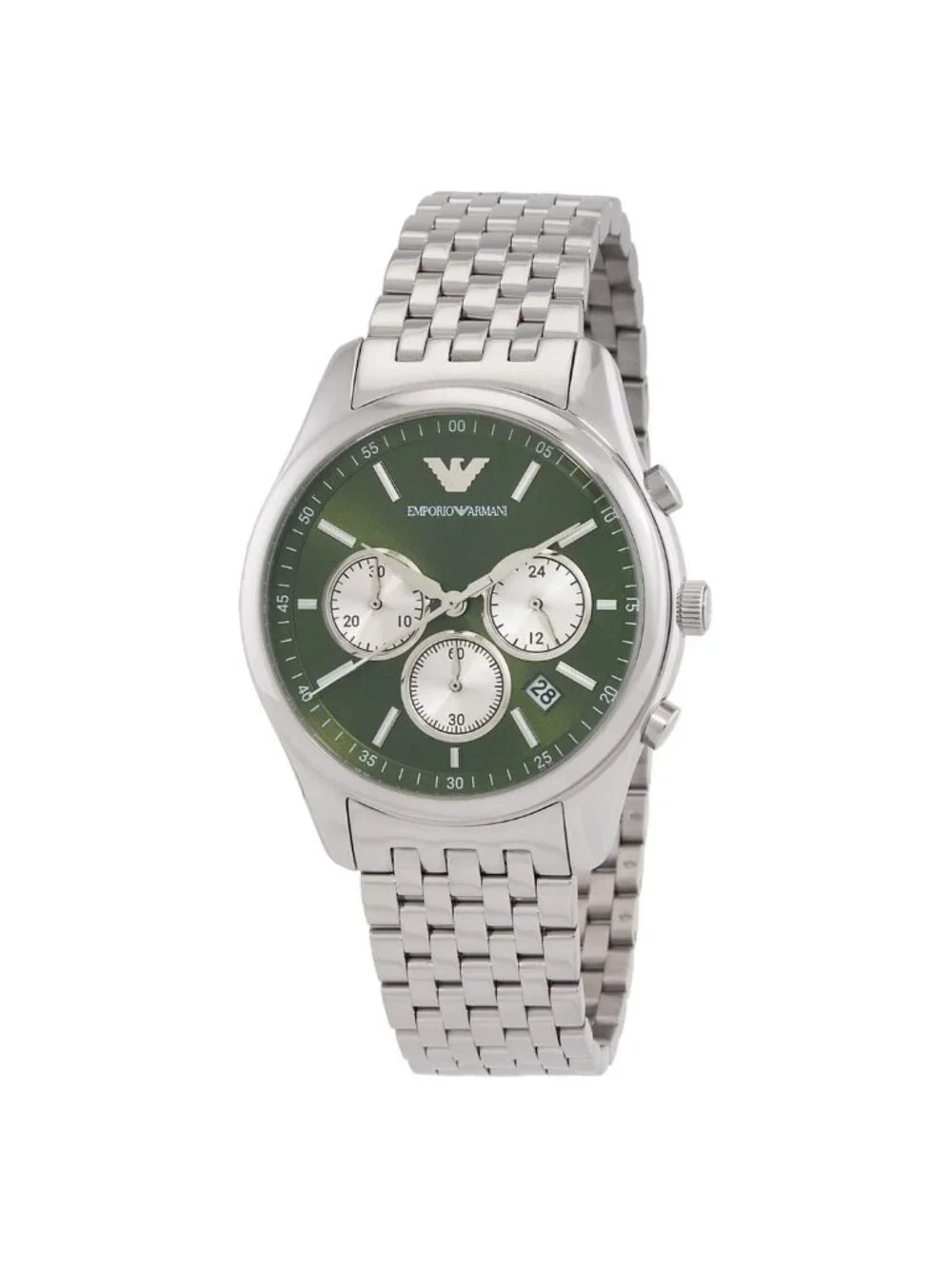 NWT Emporio Armani Chronograph Quartz Diamond Green Dial Men's Watch